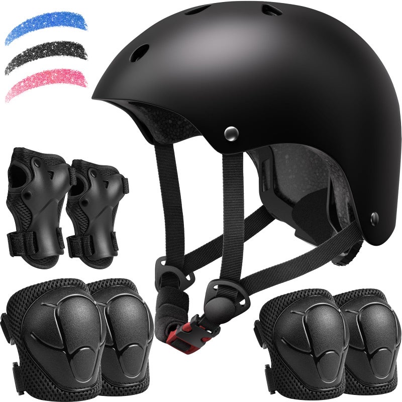 DARME Kids Bike Helmet Set  Adjustable Helmet for Ages 3-15 Year Boys Girls  Helmet Pad Set with Knee and Elbow Pads for Bike  Roller  Skating  Scooter  Longboard and More Sports - Image 1